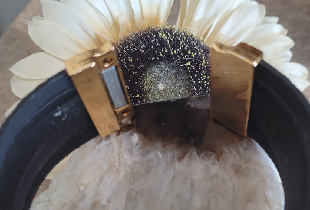 Magnetic Clasp Multiple Strand Leather Tribal Style Cuff - Black