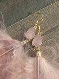 Genuine Ostrich Feather Earrings - Pink