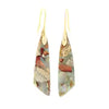 Sea Sediment, Imperial Jasper Natural Stone Earrings - Irregular Shape (Silver/Gold)