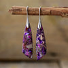 Sea Sediment Jasper Teardrop Earrings-Purple