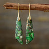 Sea Sediment Jasper Teardrop Earrings -Green