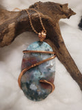 Large Oval Shaped Bloodstone Pendant Necklace, Natural Stone Wire wrap Jewelry