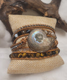 Natural Ammonite Fossil Stone 5 Wrap Bracelet