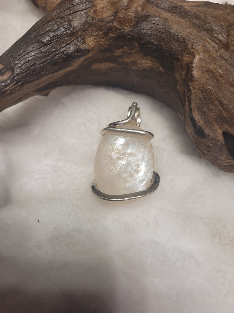 Angel Aura Quartz Necklace Pendant, Aurora Borealis Stone, Iridescent Natural Stone Pendant