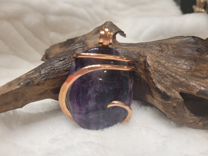Large Oval Fluorite Natural Stone Pendant