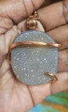 Shimmering Chalcedony Agate Pendant with Drusy