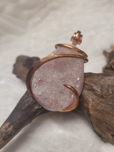 Large Pink Agate & Spinel Natural Stone Pendant
