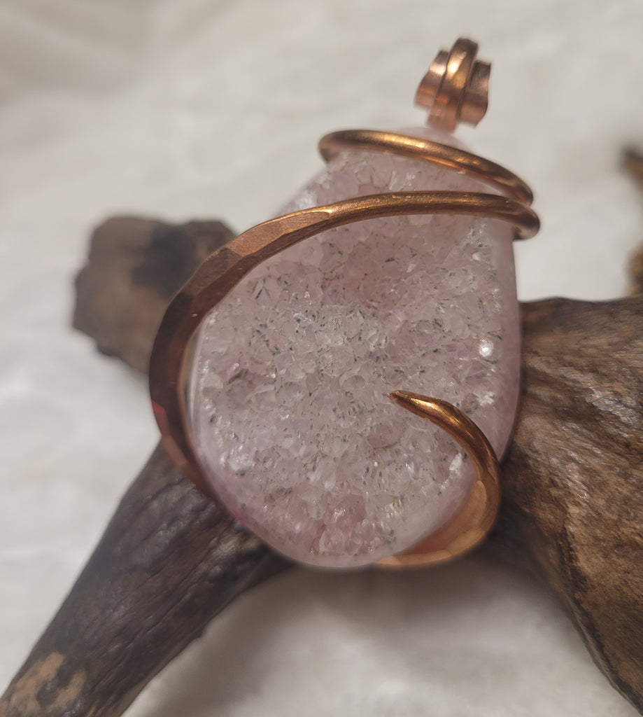 Large Pink Agate & Spinel Natural Stone Pendant