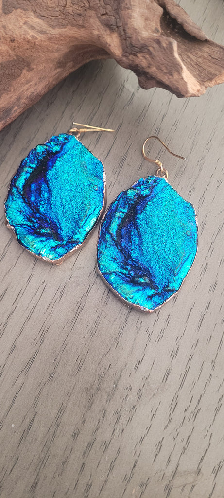 Cobalt Blue lightweight Geode Drusy Earrings