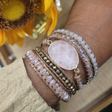 Rose Quartz Crystal Natural Stone Wrap Bracelet
