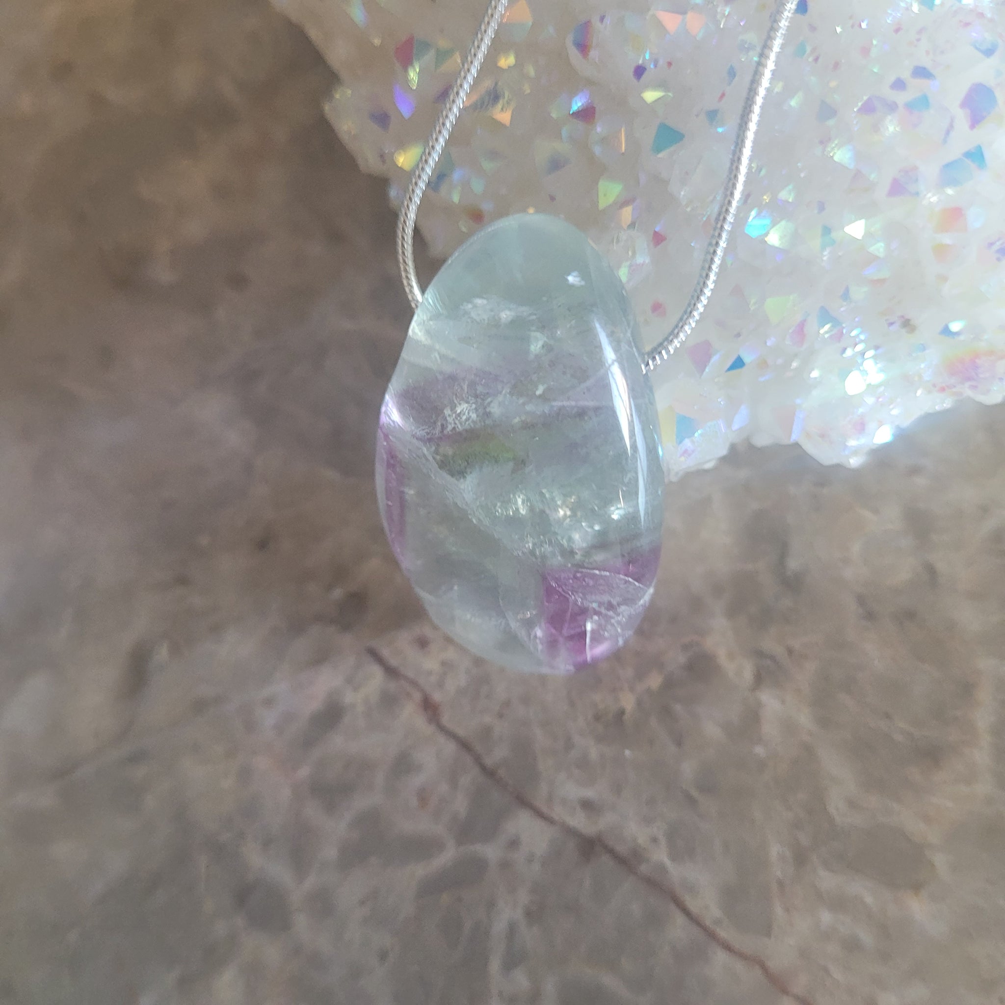 Tear Drop Shape Fluorite Natural Stone Pendant #3