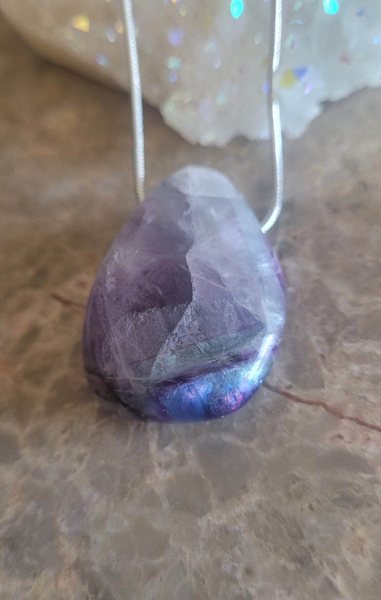 Tear Drop Shape Fluorite Natural Stone Pendant #2