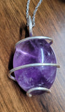 Oval Amethyst Natural Stone Pendant - Sterling Silver