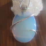 Opalite and Sterling Silver Stone Pendant