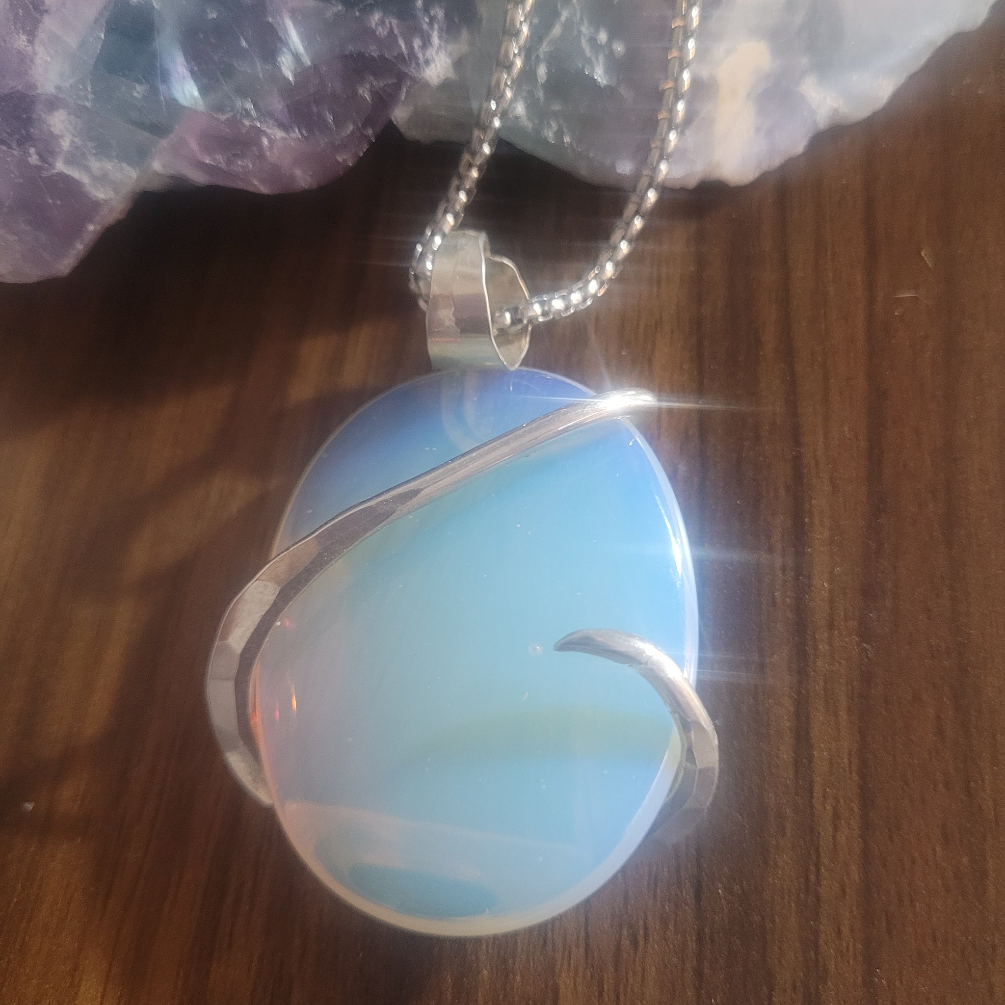 Opalite and Sterling Silver Stone Pendant