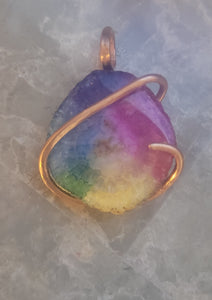 Rainbow Quartz Tie Dye Natural Stone Necklace