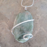 Pastel White Pink and Green Oval Quartz Pendant
