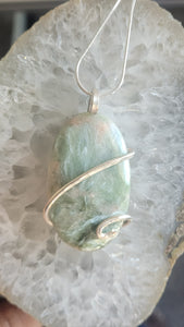 Pastel White Pink and Green Oval Quartz Pendant