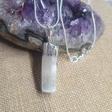 Selenite Wand Wire Wrap Pendant Necklace