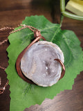 Natural Druzy Geode Stone Necklace Pendant, Beautiful Druzy Filled Geode, Copper Wire Wrap, Unique Geode Jewelry, Unisex Pendants (Copy)