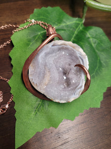 Natural Druzy Geode Stone Necklace Pendant, Beautiful Druzy Filled Geode, Copper Wire Wrap, Unique Geode Jewelry, Unisex Pendants (Copy)