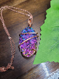 Rainbow Aura Titanium Oval Copper Wrap