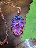 Rainbow Aura Titanium Oval Copper Wrap