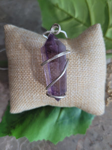 Amethyst Point Pendulum Wire Wrap Necklace