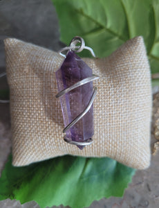 Amethyst Point Pendulum Wire Wrap Necklace