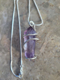 Amethyst Point Pendulum Wire Wrap Necklace