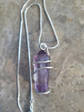 Amethyst Point Pendulum Wire Wrap Necklace