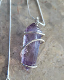 Amethyst Point Pendulum Wire Wrap Necklace