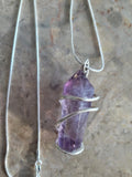 Amethyst Point Pendulum Wire Wrap Necklace