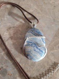 Blue Crazy Lace Agate wrapped in Silver