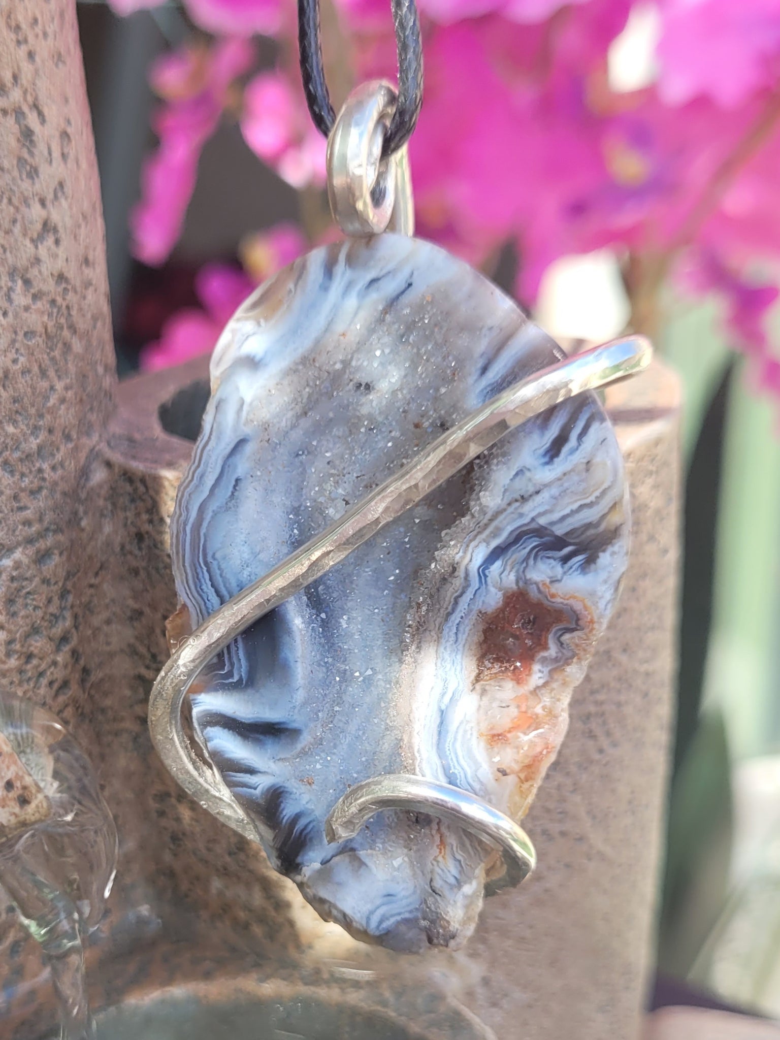 Brazilian Druzy Agate Geode Natural Stone Pendant