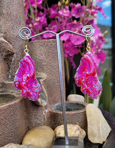 Hot Pink AB Drusy Earrings