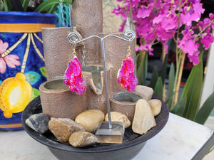 Hot Pink AB Drusy Earrings