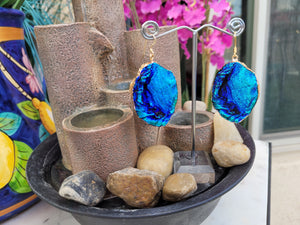 Cobalt Blue lightweight Iridescent Geode Drusy Earrings