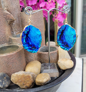 Cobalt Blue lightweight Iridescent Geode Drusy Earrings