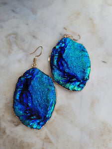 Cobalt Blue lightweight Iridescent Geode Drusy Earrings