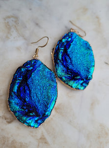 Cobalt Blue lightweight Iridescent Geode Drusy Earrings