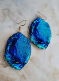 Cobalt Blue lightweight Iridescent Geode Drusy Earrings