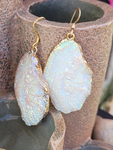 Shimmering White AB Drusy Earrings