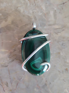 Emerald Green Malachite Unisex Natural Stone Pendant