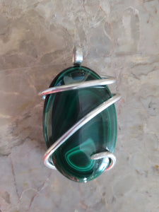 Emerald Green Malachite Unisex Natural Stone Pendant