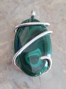 Emerald Green Malachite Unisex Natural Stone Pendant