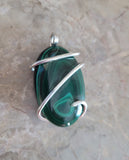 Emerald Green Malachite Unisex Natural Stone Pendant