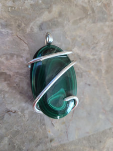 Emerald Green Malachite Unisex Natural Stone Pendant