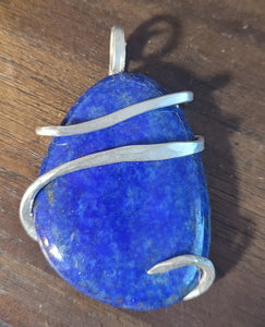 Lapis Lazuli Natural Stone Wrapped in Sterling Silver