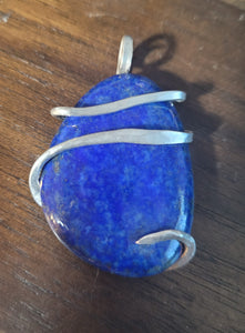 Lapis Lazuli Natural Stone Wrapped in Sterling Silver